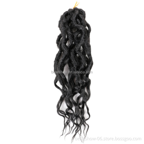 16inch 24inch Goddess Locs Crochet Hair Wavy Faux Locs with Curly Ends River Synthetic Braiding Hair Extension Queen Locs